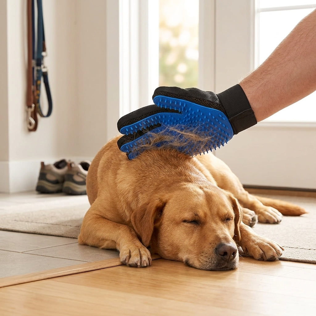 Pet Grooming Glove Set – Reusable Blue Hair Remover Gloves for Dogs & Cats, 1 Pair