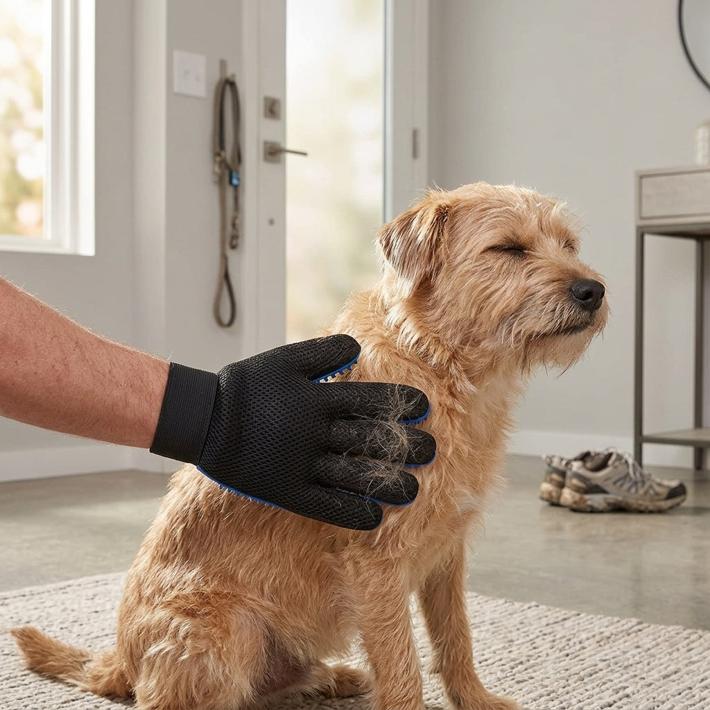 Pet Grooming Glove Set – Reusable Blue Hair Remover Gloves for Dogs & Cats, 1 Pair