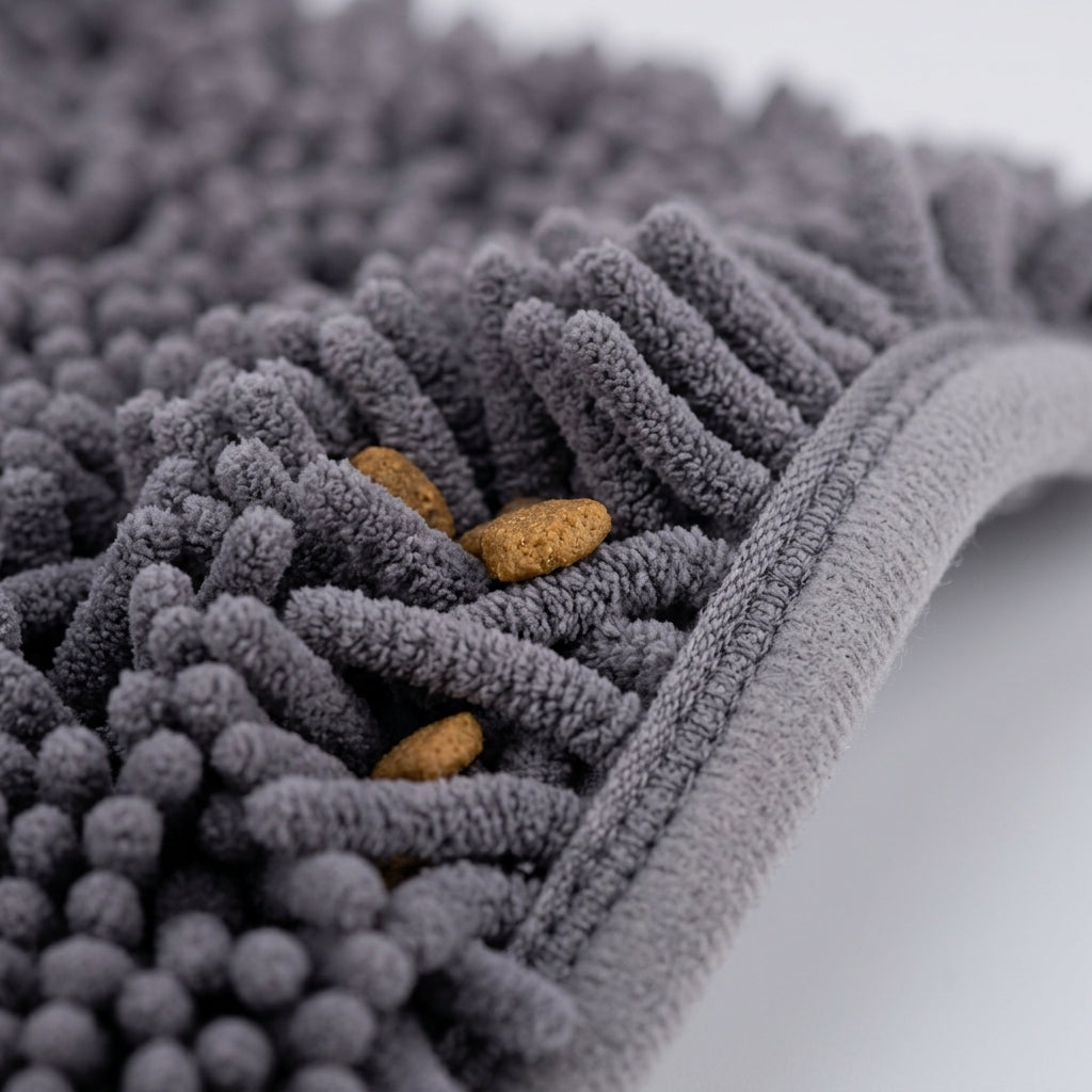Interactive Dog Snuffle Mat – 17" × 21" Treat-Hiding Puzzle Feeding Mat (Grey)