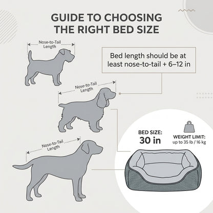 Orthopedic Rectangle Dog Bed – 30" Medium Washable Pet Bed with Raised Bolsters (Grey)