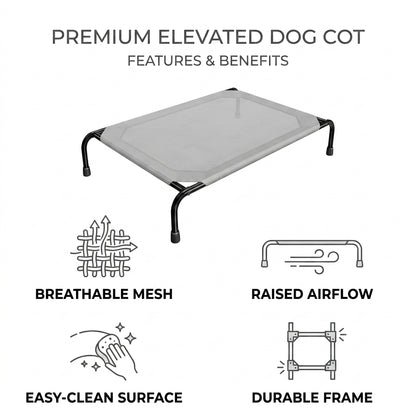 Elevated Cooling Dog Bed – 47.75" Large Outdoor & Indoor Dog Cot (Grey)
