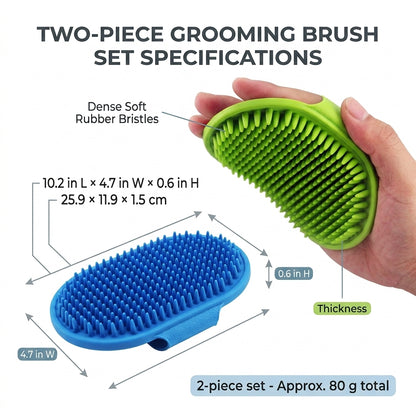 Pet Bathing & Grooming Brush Set – Soft Rubber Massage Brushes for Dogs & Cats, 2-Pack