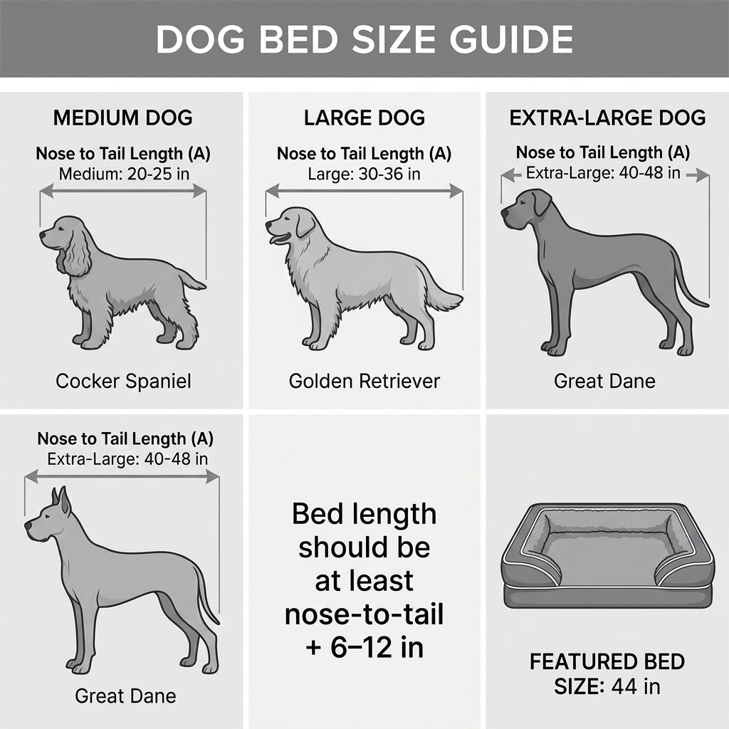 Orthopedic Extra Large Dog Bed – 44" Waterproof Washable XL Pet Bed with Egg-Crate Foam (Grey)