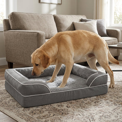 Orthopedic Extra Large Dog Bed – 44" Waterproof Washable XL Pet Bed with Egg-Crate Foam (Grey)