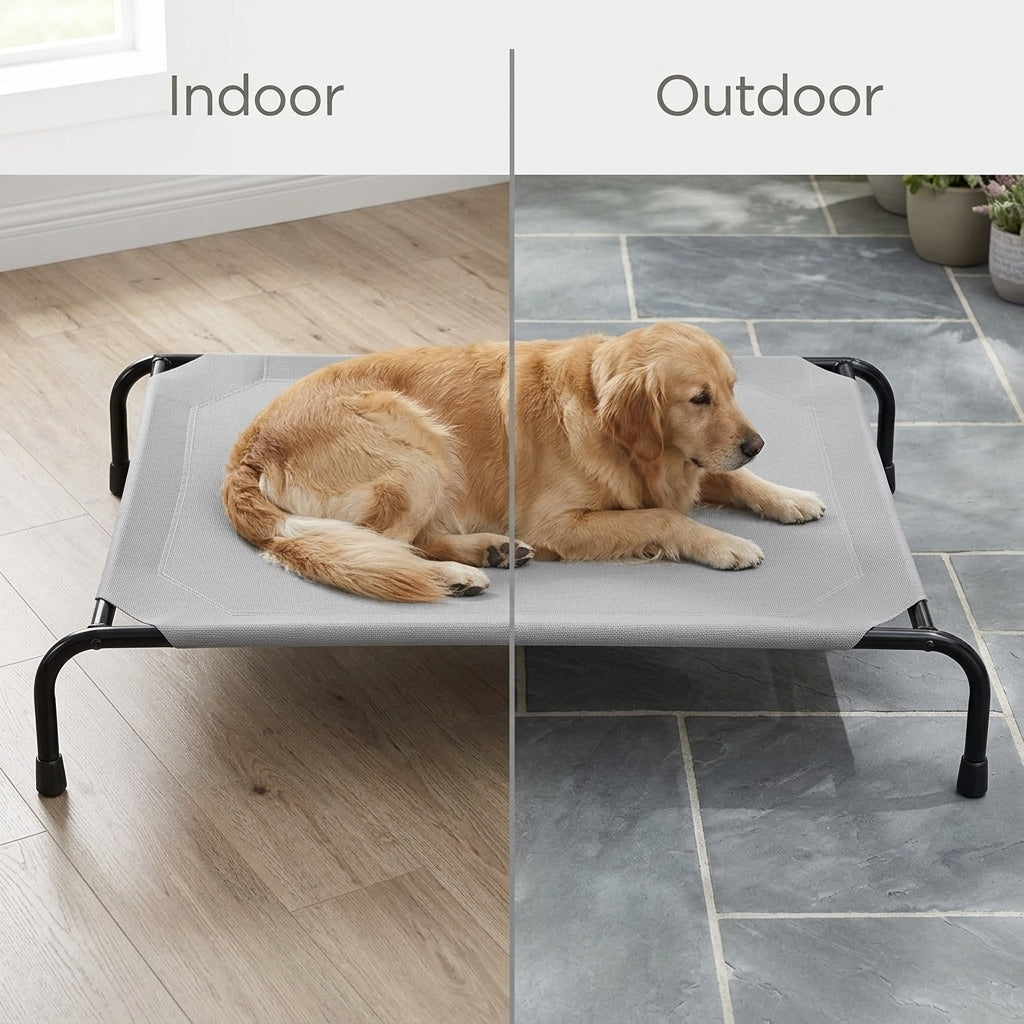 Elevated Cooling Dog Bed – 47.75" Large Outdoor & Indoor Dog Cot (Grey)