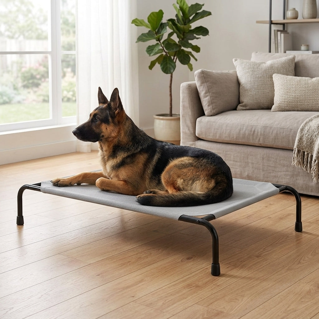 Elevated Cooling Dog Bed – 47.75" Large Outdoor & Indoor Dog Cot (Grey)