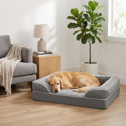 Orthopedic Extra Large Dog Bed – 44" Waterproof Washable XL Pet Bed with Egg-Crate Foam (Grey)