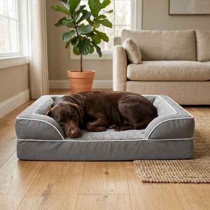 Orthopedic Extra Large Dog Bed – 44" Waterproof Washable XL Pet Bed with Egg-Crate Foam (Grey)