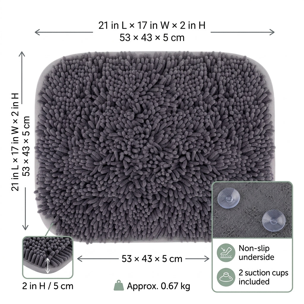 Interactive Dog Snuffle Mat – 17" × 21" Treat-Hiding Puzzle Feeding Mat (Grey)