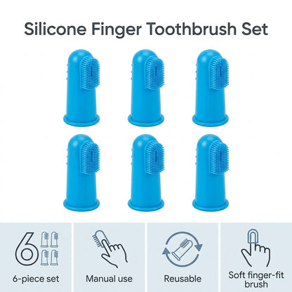 Pet Finger Toothbrush Set – 6 Ultra-Soft Manual Dental Brushes for Dogs & Cats