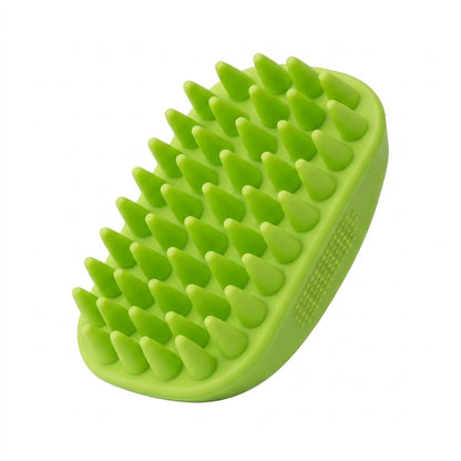 Silicone Pet Grooming Brush – Heavy-Duty Bath & Massage Brush for Dogs and Cats (Green)