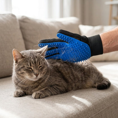 Pet Grooming Glove Set – Reusable Blue Hair Remover Gloves for Dogs & Cats, 1 Pair