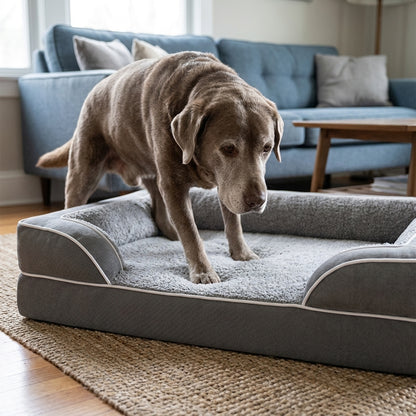 Orthopedic Extra Large Dog Bed – 44" Waterproof Washable XL Pet Bed with Egg-Crate Foam (Grey)