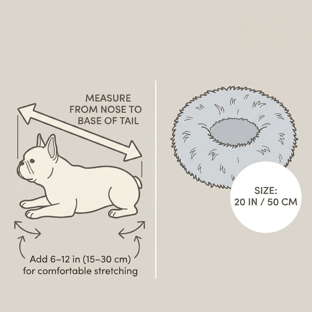 Calming Donut Pet Bed – 20" Plush Bed for Small Dogs & Cats (Light Grey)