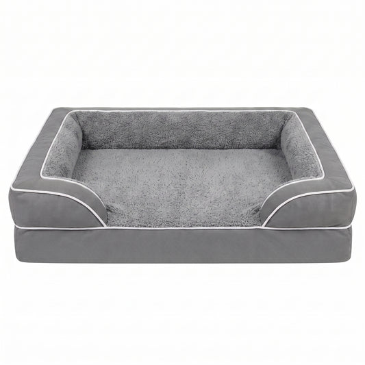 Orthopedic Extra Large Dog Bed – 44" Waterproof Washable XL Pet Bed with Egg-Crate Foam (Grey)