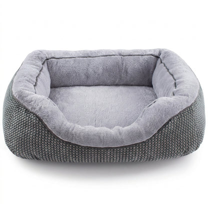 Orthopedic Rectangle Dog Bed – 30" Medium Washable Pet Bed with Raised Bolsters (Grey)