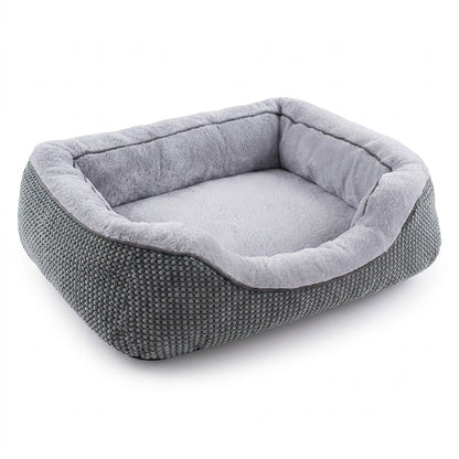 Orthopedic Rectangle Dog Bed – 30" Medium Washable Pet Bed with Raised Bolsters (Grey)