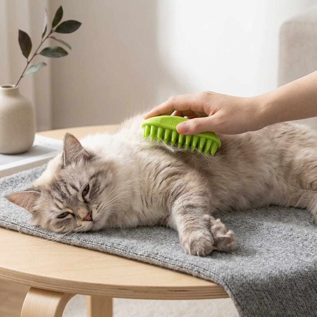 Silicone Pet Grooming Brush – Heavy-Duty Bath & Massage Brush for Dogs and Cats (Green)