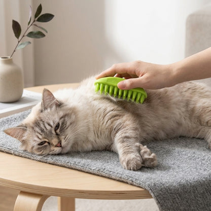 Silicone Pet Grooming Brush – Heavy-Duty Bath & Massage Brush for Dogs and Cats (Green)