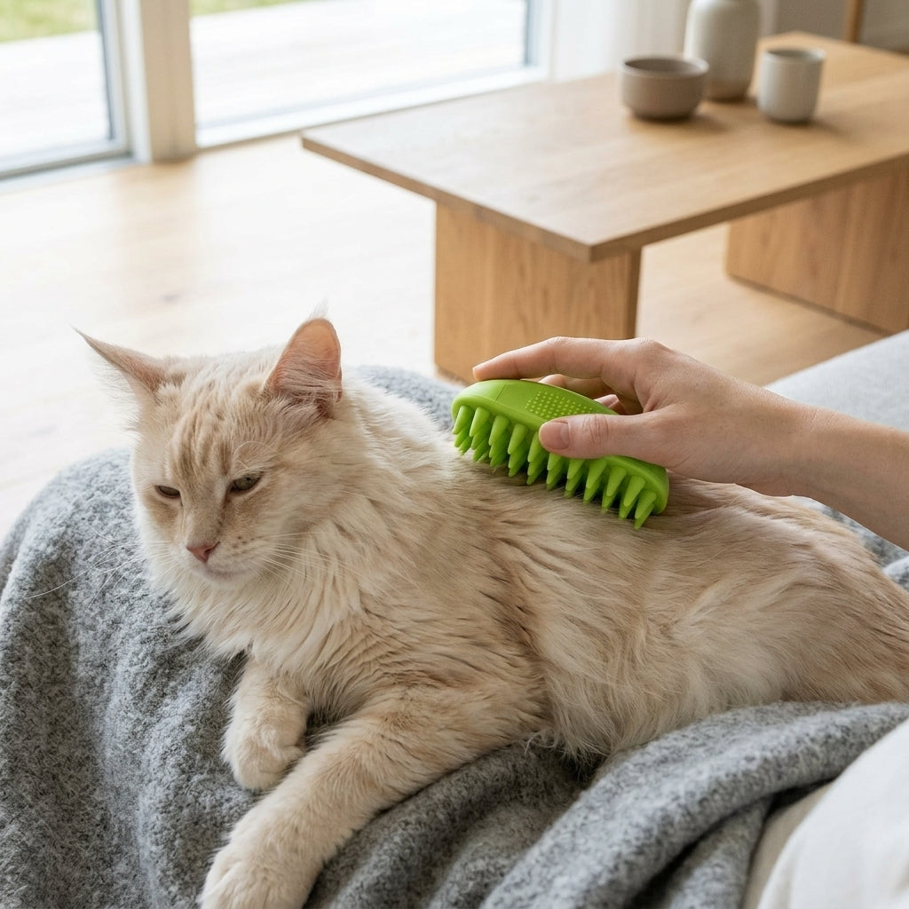 Silicone Pet Grooming Brush – Heavy-Duty Bath & Massage Brush for Dogs and Cats (Green)