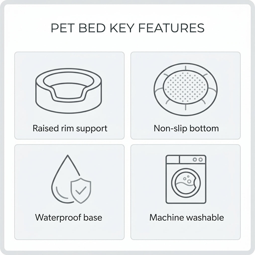 Calming Donut Pet Bed – 20" Plush Bed for Small Dogs & Cats (Light Grey)