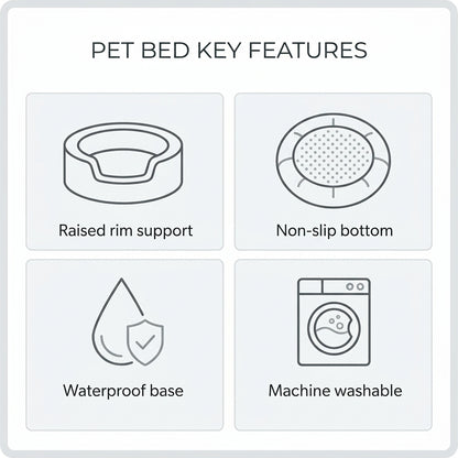 Calming Donut Pet Bed – 20" Plush Bed for Small Dogs & Cats (Light Grey)