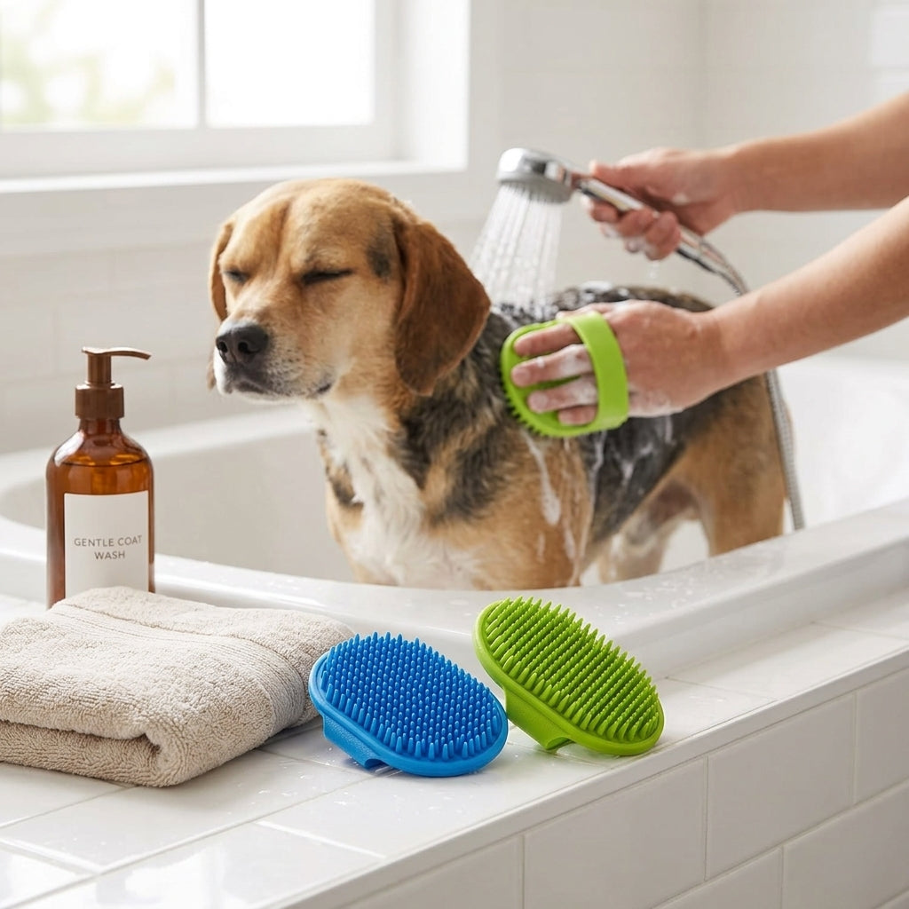 Pet Bathing & Grooming Brush Set – Soft Rubber Massage Brushes for Dogs & Cats, 2-Pack