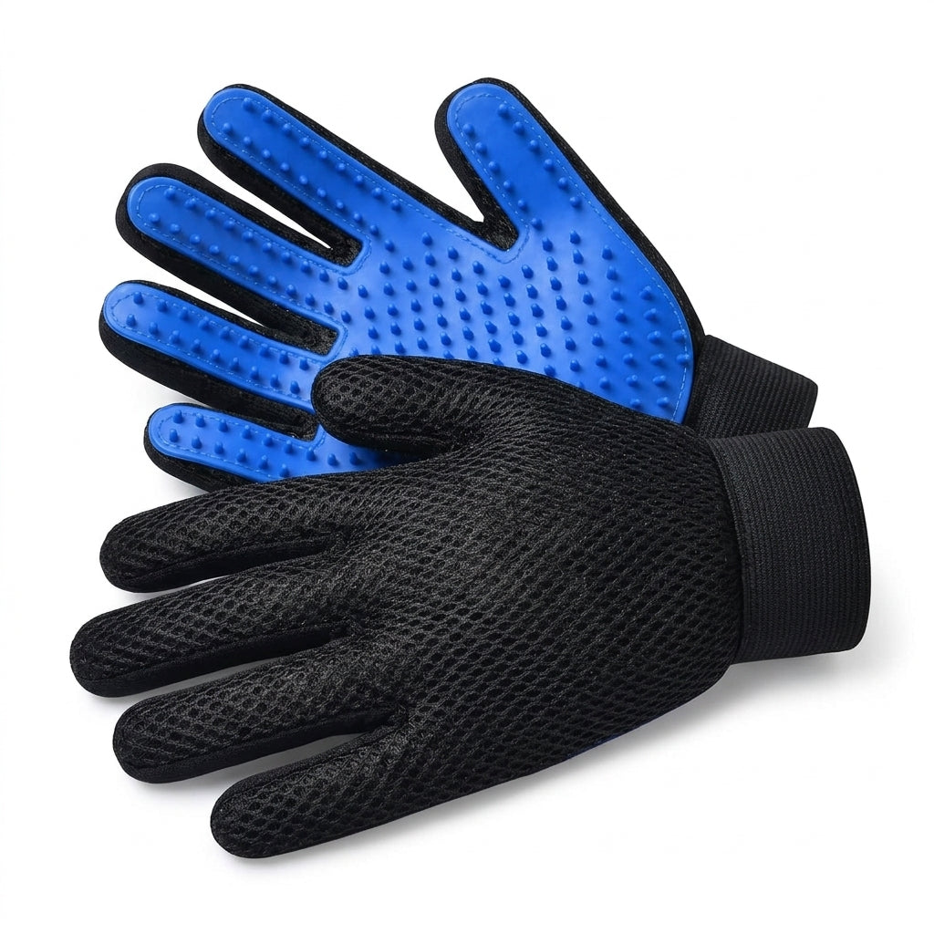 Pet Grooming Glove Set – Reusable Blue Hair Remover Gloves for Dogs & Cats, 1 Pair