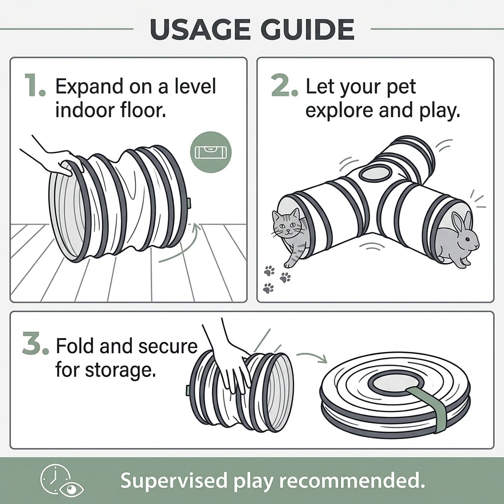 Collapsible 3-Way Cat Tunnel – White & Grey Indoor Play Tunnel with Ball Toy