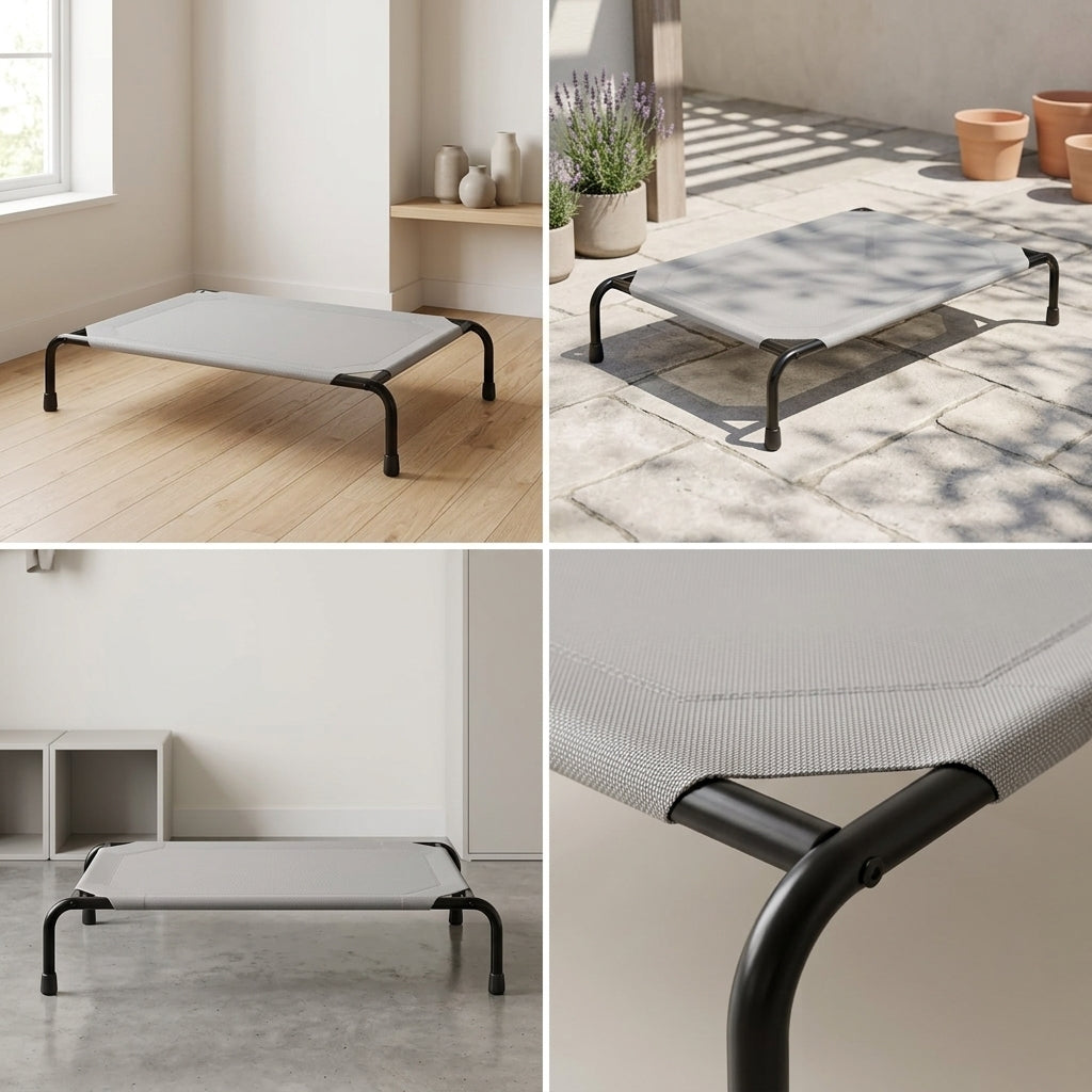 Elevated Cooling Dog Bed – 47.75" Large Outdoor & Indoor Dog Cot (Grey)