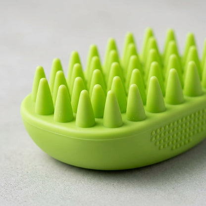 Silicone Pet Grooming Brush – Heavy-Duty Bath & Massage Brush for Dogs and Cats (Green)