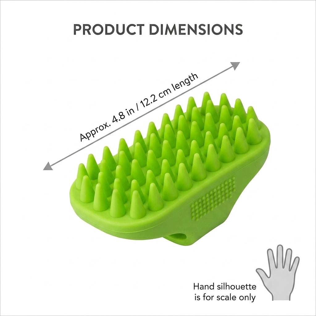 Silicone Pet Grooming Brush – Heavy-Duty Bath & Massage Brush for Dogs and Cats (Green)